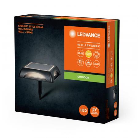 Ledvance LED-Erdspießleuchte Endura Style Utili Square Wall and Ground Solarbetriebene Leuchte zur einfachen Wand- oder Bodenmontage